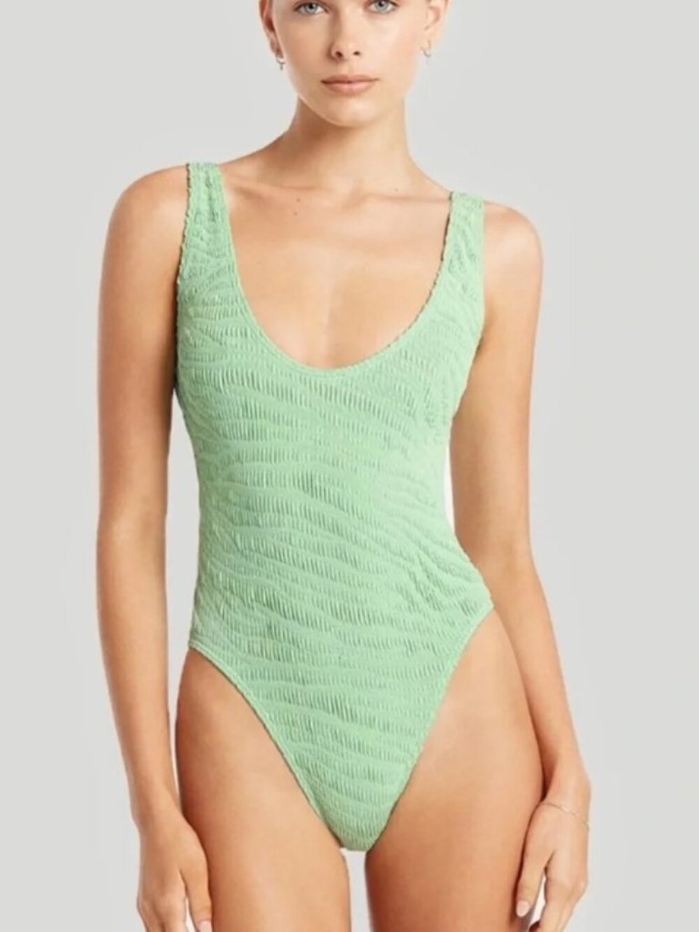 Bond-Eye Mara Crinkle One Piece Swimsuit Mint Tiger One Size